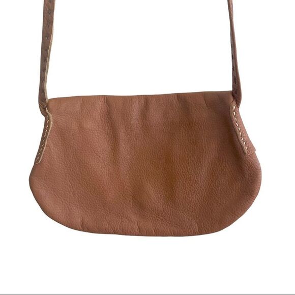 HANDMADE Boho Leather Crossbody Shoulder Purse Bag Cognac Brown - Picture 7 of 11